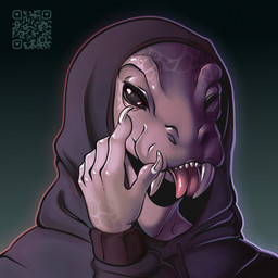 anthro black_eyes claws clothed clothing eyes_closed fangs heart_symbol hoodie looking_at_viewer male markings purple_body purple_skin sabertooth_(anatomy) scale_markings scales simple_background smile solo teasing teeth teeth_showing text tongue tongue_out topwear wushruw mythology dragon lizard mythological_creature mythological_scalie reptile scalie 1:1 2023 absurd_res colored digital_drawing_(artwork) digital_media_(artwork) hi_res portrait shaded signature url watermark