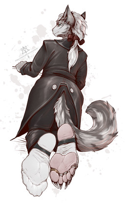 5_toes accessory anthro barefoot bow_ribbon claws clothed clothing digit_ring feet foot_fetish foot_focus footwear fur hair hair_accessory hair_bow hair_ribbon humanoid_feet jewelry kneeling male one_sock one_sock_on pawpads paws plantigrade plantigrade_pawpads ponytail ribbons ring simple_background socks soles solo stirrup_footwear suit tail toe_claws toe_ring toes white_background white_body white_fur white_hair kredri faraj_(ilovefeetandpaw) felid mammal pantherine snow_leopard 2024 hi_res