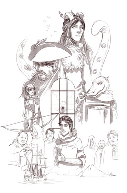 2_horns 5_fingers alcohol anthro arm_hair armor arrow_(weapon) bald bangs bard beard beer beer_mug beverage black_eyes black_hair body_hair bow_(weapon) chainmail cheek_scar clipboard cloak closed_frown closed_smile clothed clothed_anthro clothed_female clothed_human clothed_humanoid clothed_male clothing cloud cooking_pot cutlery drawn_bow dress druid eyeball eyebrows eyelashes facial_hair facial_scar female female_humanoid fingers flying foam food frown fur_trim_(clothing) fur_trim_cloak fur_trim_shawl furrowed_eyebrows gauntlets gloves grey_beard grey_eyebrows grey_facial_hair grey_horn grey_mustache group hair handwear hat headgear headwear holding_beer_mug holding_bow_(weapon) holding_clipboard holding_object holding_ranged_weapon holding_spoon holding_weapon hood_down hooded_robe horn horn_jewelry horn_ring humanoid_pointy_ears island jacket jewelry kitchen_utensils lips long_hair looking_at_viewer magic_user male male_anthro male_human male_humanoid medium_hair mouth_closed mustache not_furry_focus paladin pirate pirate_hat pointy_ears ranged_weapon ring_(jewelry) robe rogue scales scar sea ship shirt short_hair short_horn simple_background sky small_horn smile smiling_at_viewer spoon stew sun tentacles text tools topwear tribal_spellcaster tusks vehicle water watercraft weapon white_background white_body white_cloak white_clothing white_dress white_eyes white_gloves white_handwear white_hat white_headwear white_horn white_jacket white_lips white_robe white_scales white_shawl white_shirt white_skin white_sky white_topwear window theamazingmrc dungeons_and_dragons hasbro oxventure wizards_of_the_coast abbas_(oxventure) barabbababbas_(oxventure) corazon_de_ballena dob_(oxventure) egbert_(oxventure) gaius_(oxventure) meridinus_(oxventure) merilwen prudence_(oxventure) sempronius_(oxventure) sulpicius_(oxventure) ambient_bird dragonborn_(dnd) elf half-orc horned_humanoid human humanoid mammal scalie tiefling wood_elf 2019 adobe_photoshop_(artwork) digital_drawing_(artwork) digital_media_(artwork) english_description english_text greyscale hi_res monochrome multiple_images shaded