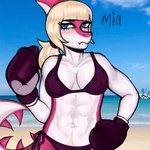 abs anthro anthro_focus asphyxiation athletic athletic_anthro athletic_female bald beach big_breasts bikini biped blonde_hair blue_eyes blush body_hair boxing_gloves breasts clothed clothed_anthro clothed_female clothing cloud day detailed_background drowning duo eyewear female female_focus front_view frown hair handwear happy_trail long_hair long_tail looking_at_viewer male multicolored_body multicolored_scales navel nipple_outline non-mammal_breasts outside pink_body pink_scales ponytail scales sea spiked_tail spikes spikes_(anatomy) standing sunglasses swimwear tail text two-piece_swimsuit two_tone_body two_tone_scales water white_body white_scales sinistervanity cavemanon_studios i_wani_hug_that_gator inco_(iwhtg) mia_moretti dinosaur hadrosaurid human mammal ornithischian ornithopod parasaurolophus prehistoric_species reptile scalie 1:1 2025 character_name colored half-length_portrait hi_res portrait