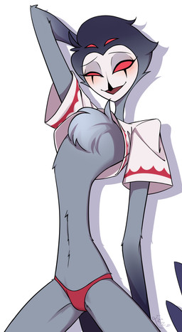 4_eyes anthro bikini bikini_bottom blue_body blue_feathers blush clothing crop_top feathers femboy grey_body grey_feathers looking_at_viewer male multi_eye open_mouth panties red_clothing red_eyes red_panties red_underwear seductive shirt smile solo swimwear tail thong topwear two-piece_swimsuit underwear rainwoodwood hellaverse helluva_boss stolas_(helluva_boss) avian bird demon owl owl_demon 2024 absurd_res digital_media_(artwork) hi_res