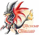 2016 alternate_species ambiguous_gender black_body black_horn black_scales black_sclera breath_powers claws dragon elemental_manipulation english_text fakemon fan_character feral fin fire fire_breathing fire_manipulation fusion generation_6_pokemon horn hybrid looking_at_viewer mega_charizard mega_charizard_x mega_evolution mega_garchomp membrane_(anatomy) membranous_wings mythological_creature mythological_scalie mythology nintendo open_mouth orange_eyes painting_(artwork) pokemon pokemon_(species) pokemon_fusion pupils red_body red_scales scales scalie seoxys6 sharp_teeth simple_background slit_pupils solo spikes tail teeth text toe_claws tongue traditional_media_(artwork) watercolor_(artwork) watermark white_background white_claws wings yellow_body yellow_scales