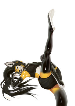 anthro barely_visible_genitalia barely_visible_vulva female genitals latex pose solo vulva conditional_dnp royz alyx_(latex) canid canine canis cheetah felid feline hybrid lynx mammal wolf hi_res pinup