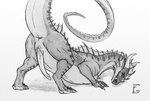 animal_genitalia anus ass_up butt erection feral genital_slit genitals horn looking_at_viewer male penis presenting presenting_anus raised_tail solo tail felangrey mythology hondra aquatic_dragon dragon marine mythological_creature mythological_scalie scalie monochrome