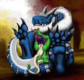 alternate_color anthro anthro_on_feral anthrofied anus bestiality black_claws blue_body blue_eyes blue_scales blue_sclera bodily_fluids breasts butt claws clitoris duo erection female female_on_feral feral fur genital_fluids genitals green_body green_skin grey_body grey_horn grey_scales horn interspecies male male/female male_on_anthro nature nude open_mouth outside penile_spines penis pokemorph precum purple_penis red_claws scales side_boob sitting smile spikes toe_claws tongue upside_down vulva white_body white_eyes white_fur white_scales white_skin sephrendemon nintendo pokemon breloom fossil_pokemon generation_3_pokemon generation_6_pokemon pokemon_(species) shiny_pokemon tyrantrum 2016 hi_res