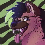 blue_eyes eyewear facial_piercing fangs female glasses piercing smile solo teeth tongue tongue_out chisaimoon spitz_(artythepone) hyena mammal spotted_hyena 1:1 headshot_portrait hi_res icon portrait