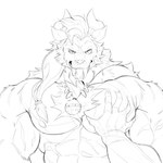 2_horns anthro biceps first_person_view fur horn male muscular muscular_anthro muscular_male nipples pec_grab pecs darakroft final_fantasy square_enix azune_tonkotsu behemoth_(final_fantasy) 1:1 hi_res monochrome