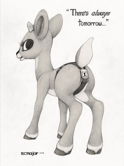 accessory bow_(feature) bow_accessory bow_ribbon butt centered_hair_bow chastity_belt chastity_device female feral hair_accessory hair_bow hair_ribbon hooves lock looking_back presenting presenting_hindquarters quadruped raised_tail ribbons solo tail text yonic_chastity_device ecmajor rankin/bass rudolph_the_red-nosed_reindeer_(tv_special) clarice_(rudolph_the_red-nosed_reindeer) deer mammal new_world_deer reindeer 2016 english_text hi_res sketch traditional_media_(artwork)