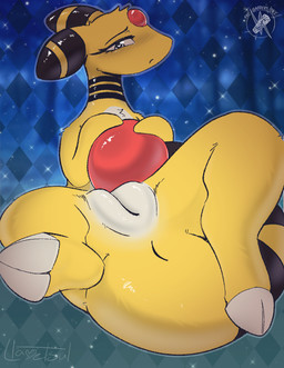 anthro anus biped cloven_hooves countershade_torso countershading eyelashes female female_anthro forehead_gem gem genitals heart_pupils heart_symbol holding_own_tail holding_tail hooves innie_vulva looking_at_viewer lying on_back plump_labia solo tail tail_anus thick_tail vulva yellow_body llametsul nintendo pokemon ampharos generation_2_pokemon pokemon_(species) colored digital_media_(artwork) hi_res shaded signature watermark