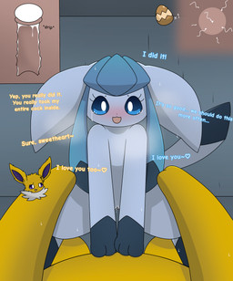 blue_body blue_eyes blush bodily_fluids butt butt_grab cervix color_coded_text cowgirl_position crystal cum cum_in_uterus cum_in_vagina cum_inside cutaway duo ears_down egg feet female female_feral female_on_top feral feral_on_feral feral_pov first_person_view from_front_position fur fur_markings genital_fluids genitals hand_on_butt hands_on_hips heart_symbol impregnation impregnation_count internal internal_vaginal leaking_cum looking_at_viewer looking_pleasured male male/female male_feral male_on_bottom male_pov markings on_bottom on_top ovum ovum_with_heart pivoted_ears purple_eyes reaction_shot sex smile sperm_cell steam straddling sweat sweatdrop tail tears text toes uterus vaginal vulva x-ray_view yellow_body eeveedream_(artist) eeveelution_squad nintendo pokemon lazuli_(eeveelution_squad) speed_(eeveelution_squad) canid canine eeveelution generation_1_pokemon generation_4_pokemon glaceon jolteon mammal pokemon_(species) absurd_res english_text hi_res