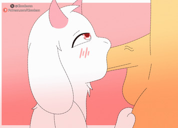 2_horns anthro anthro_focus anthro_penetrated balls black_eyebrows blinking blush blush_lines border duo erection eyebrows fellatio floppy_ears fur genitals horn human_on_anthro human_penetrating human_penetrating_anthro human_penetrating_male interspecies looking_up lop_ears male male/male male_anthro male_on_anthro male_on_human male_penetrated male_penetrating male_penetrating_anthro male_penetrating_male nude nude_human nude_male oral oral_penetration penetration penile penile_penetration penis penis_in_mouth pink_background pink_blush pink_eyes pink_horn sex simple_background solo_focus text white_body white_border white_fur cloudeon deltarune undertale_(series) ralsei bovid caprine darkner goat human mammal 2025 2d_animation animated digital_media_(artwork) frame_by_frame url