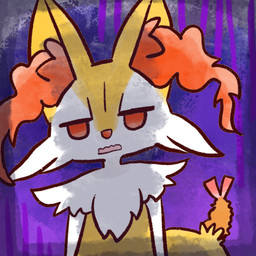 ambiguous_anthro ambiguous_gender anthro biped food front_view frown gloom_lines half-closed_eyes narrowed_eyes no_pupils object_in_tail open_frown open_mouth shrimp_(food) solo tail annyui0611 nintendo pokemon braixen canid generation_6_pokemon mammal pokemon_(species) 1:1 2022 bust_portrait digital_drawing_(artwork) digital_media_(artwork) hi_res japanese_description portrait translated_description