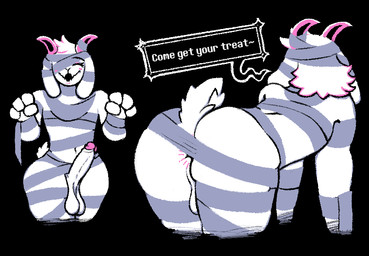 anthro anus balls black_background blush butt clothing costume dialogue erection fangs femboy fur genitals holidays horn male mummy_costume mummy_wrappings penis pink_horn presenting presenting_hindquarters saggy_balls simple_background smile smiling_at_viewer solo speech_bubble tail teeth text thick_thighs white_body white_fur wide_hips nkwaru deltarune halloween undertale_(series) ralsei bovid caprine darkner goat humanoid mammal english_text