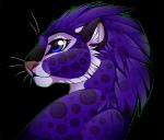 ambiguous_gender anthro black_background blue_eyes fur half-closed_eyes narrowed_eyes simple_background smile solo gard3r garder_(gard3r) felid leopard mammal pantherine