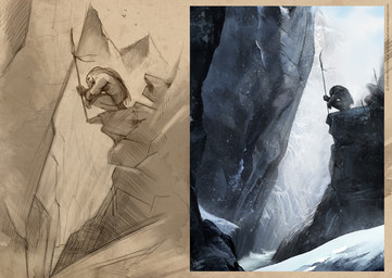 5_fingers ambiguous_feral ambiguous_gender anthro art_progression bent_arm bent_leg black_body black_fur brown_body brown_skin brown_sky crouching day feet feral fingers fog fur group holding_melee_weapon holding_object holding_polearm holding_spear holding_weapon light male male_anthro melee_weapon mountain mouth_closed muscular muscular_anthro muscular_male nails no_eyebrows nude_anthro nude_male outside polearm rock simple_background sky snow spear teeth tendrils text toenails toes weapon winter yellow_eyes mauro_perini alien ape avian bird haplorhine hybrid mammal primate 2010 artist_name colored copyright_name digital_drawing_(artwork) digital_media_(artwork) english_description english_text lighting shaded signature