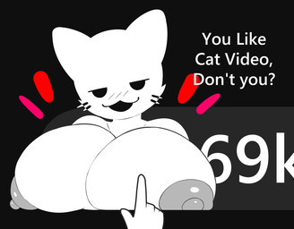 ambiguous_gender anthro big_breasts black_eyes black_mouth breasts dialogue duo female female_focus fur grey_nipples huge_breasts inner_ear_fluff looking_at_viewer mouse_cursor nipples open_mouth simple_background simple_eyes smile solo_focus text toony tuft white_body white_fur i3i2455_ivi394 youtube cat_like_button domestic_cat felid feline felis mammal 2025 absurd_res english_text hi_res widescreen