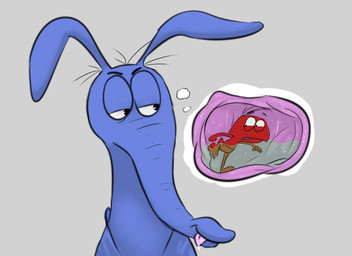 blep blue_body bodily_fluids cramped cutaway digestion dripping duo extreme_size_difference eyes_mostly_closed feral feral_pred feral_prey floating_eyebrows fully_inside grey_background hair_strands half-closed_eyes imagination imminent_digestion inside_stomach internal larger_pred lidded_eyes long_snout looking_at_another male male/male male_pred male_prey melty_digestion narrowed_eyes nervous no_irises one_foot_raised oral_vore partially_submerged predator/prey proboscis_(anatomy) red_body saliva saliva_drip saliva_on_tongue satisfied semi-anthro simple_background size_difference smile smirk smirking_at_another snout soft_vore stomach_acid thought_bubble tongue tongue_out toony trunk_(anatomy) unwilling_prey vore da~blueguy the_ant_and_the_aardvark blue_aardvark charlie_ant aardvark ant anteater arthropod hymenopteran insect mammal pilosan xenarthran digital_drawing_(artwork) digital_media_(artwork)