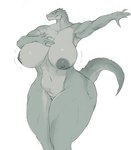 anthro areola big_breasts breasts female genitals huge_breasts nipples nude pussy simple_background solo white_background audunor reptile scalie hi_res