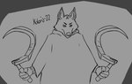 2022 anthro biped black_and_white canid canine canis cheek_tuft claws cloak clothed clothing death_(puss_in_boots) digital_drawing_(artwork) digital_media_(artwork) dreamworks dual_wielding facial_tuft fluffy fur head_tuft holding_object holding_weapon inner_ear_fluff koloni looking_at_viewer male mammal melee_weapon monochrome polearm portrait puss_in_boots_(dreamworks) robe sickle signature simple_background sketch solo standing three-quarter_portrait tuft watermark weapon widescreen wolf wraps wrist_wraps