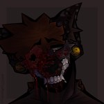 anthro blood blood_on_face bodily_fluids bone brutality death extreme_gore gore gun killing male ranged_weapon shot_in_head skull smile solo weapon nastithemonarch goretober canid canine hyena mammal 1:1 headshot_portrait hi_res portrait