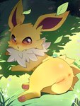 2024 4_fingers absurd_res anus big_ears blush bodily_fluids brown_eyes digitigrade eeveelution feet female feral fingers flong fur generation_1_pokemon genital_fluids genital_focus genitals glistening glistening_eyes hi_res hindpaw jolteon looking_at_viewer looking_back lying mammal nintendo on_back on_side open_mouth pawpads paws pink_pawpads pokemon pokemon_(species) pussy quadruped seductive shy soles solo toes tongue vaginal_fluids white_body white_fur yellow_body yellow_fur
