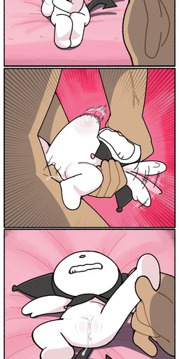 anus bodily_fluids border butt cum cum_inside duo female genital_fluids genitals lying naughty_face nude on_back penis rough_sex sex size_difference smile spread_legs spreading vulva white_border young young_female fullhero onegai_my_melody sanrio kuromi human lagomorph leporid mammal rabbit 2026 absurd_res comic hi_res