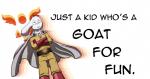 anthro cape clothing cosplay fur hair hero long_ears male solo text white_body white_fur scottderg one-punch_man one_(manga) undertale undertale_(series) asriel_dreemurr saitama_(one-punch_man) boss_monster_(undertale) bovid caprine goat mammal 2015 crossover english_text