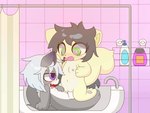 anthro anthro_penetrated bathroom bathtub black_hair blush cowgirl_position curtains duo female female_penetrated from_front_position fur green_body green_eyes grey_body grey_fur hair heart_eyes heart_symbol male male/female male_penetrating male_penetrating_anthro male_penetrating_female on_bottom on_top penetration penile penile_penetration penis_in_pussy sex tail teeth tongue vaginal vaginal_penetration milkis2000 canid canine canis mammal rodent sciurid tree_squirrel wolf 4:3 animated short_playtime