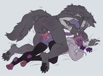 all_fours anal anal_penetration animal_genitalia animal_penis anthro anus arm_markings ball_tuft bare_butt black_clothing black_legwear black_pawpads black_thigh_highs blue_body blue_countershading bodily_fluids canine_genitalia canine_penis claws clothing countershading cum cumshot dipstick_tail duo ejaculation foot_tuft from_behind_position genital_fluids genitals grey_clothing grey_hoodie grey_topwear heel_tuft heelless_stockings hoodie knot legwear lidded_eyes looking_at_another looking_at_partner looking_at_viewer looking_back looking_back_at_viewer male male/male markings narrowed_eyebrows open_mouth pawpads paws penetration penile penile_penetration penis penis_in_ass pink_pawpads rough_sex sex tail tail_grab tail_markings thigh_highs toe_claws topwear tuft kandoka canid canine canis domestic_cat felid feline felis mammal wolf hi_res