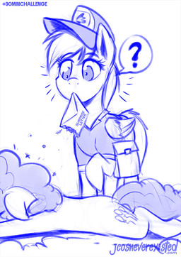clothed clothed_feral clothing cutie_mark duo envelope female feral hat headgear headwear letter object_in_mouth question_mark shirt simple_background surprised topwear wide_eyed wings conditional_dnp jcosneverexisted friendship_is_magic hasbro my_little_pony mythology derpy_hooves_(mlp) pinkie_pie_(mlp) equid equine horse mammal mythological_creature mythological_equine pegasus pony blue_and_white hi_res monochrome