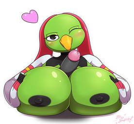 anthro beak big_breasts black_nipples breast_play breast_rest breasts disembodied_penis duo erection female genitals heart_symbol huge_breasts humanoid_genitalia humanoid_penis looking_at_viewer male male/female nipples non-mammal_breasts non-mammal_nipples one_eye_closed outercourse penile penis sex simple_background solo_focus titfuck wink miso_souperstar nintendo pokemon avian generation_2_pokemon pokemon_(species) xatu 2017 absurd_res digital_media_(artwork) hi_res