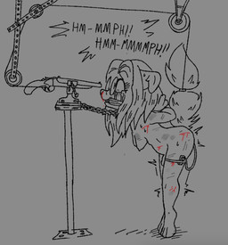 abuse abused anal anal_penetration anthro arms_tied arms_tied_behind_back balancing bdsm blood bodily_fluids bondage bound bound_to_object bound_to_vibrator breasts bruised chain circumcised cloth_gag collar contraption emenata eyewear female fluffy fluffy_tail gag genitals glasses gore gun hair hands_behind_back imminent_death long_hair machine muffled_screaming non-shaded object_in_ass panicking paws penetration penis predicament_bondage pulley pupils raised_hackles ranged_weapon ribbon_bondage ribbons round_glasses rube_goldberg_machine sawed-off_shotgun scar scared scratched_up scratches sex_toy sex_toy_in_ass sex_toy_insertion shaking shotgun snuff solo string tail tail_tied tears tiptoes torture torture_device trapped trembling twitching vibrator vibrator_in_ass vice_grip weapon wounded fatal_affection canid canine mammal hi_res trans_(lore)