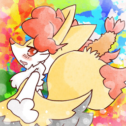 abstract_background ambiguous_anthro ambiguous_gender anthro biped blush bodily_fluids dipstick_tail drooling food looking_at_viewer markings object_in_tail open_mouth open_smile paint_splatter saliva shrimp_(food) side_view smile snout solo standing tail tail_markings annyui0611 nintendo pokemon braixen canid generation_6_pokemon mammal pokemon_(species) 1:1 2022 digital_drawing_(artwork) digital_media_(artwork) half-length_portrait hi_res japanese_description portrait translated_description