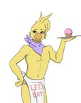 anthro beak crossgender cupcake feathers femboy food holding_object holding_plate kerchief male neckerchief neckwear simple_background solo white_background yellow_body yellow_feathers qunteki five_nights_at_freddy's scottgames chica_(fnaf) avian bird chicken galliform gallus_(genus) phasianid colored_sketch hi_res sketch