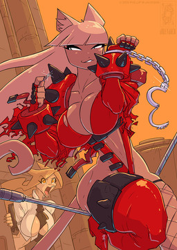 anthro between_breasts big_breasts biped boots breasts clothed clothing detailed_background duo female fishnet_clothing fishnet_legwear footwear hair high_heeled_boots high_heels legwear open_mouth outside pupils shoes smile tail thick_thighs thigh_boots thigh_highs three-quarter_view conditional_dnp jollyjack animal_humanoid cat_humanoid domestic_cat felid felid_humanoid feline feline_humanoid felis humanoid mammal mammal_humanoid 2025
