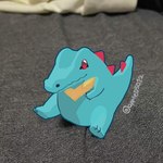 bed claws furniture male sitting apple05012 nintendo pokemon sitting_baby_alligator_meme generation_2_pokemon pokemon_(species) reptile scalie totodile 1:1 draw_over meme