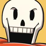 bone clothing gradient_background kerchief looking_at_viewer not_furry simple_background skeleton solo cubewatermelon undertale undertale_(series) papyrus_(undertale) animated_skeleton humanoid undead 1:1 headshot_portrait icon low_res portrait