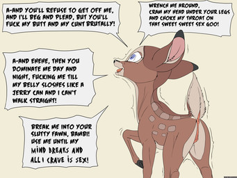 animal_genitalia animal_vulva anus black_nose bodily_fluids brown_body cloven_hooves countershade_tail countershade_torso countershading dialogue drooling female feral genitals hooves multicolored_body open_mouth profanity quadruped rear_view requesting saliva scut_tail sex_request shaking short_tail simple_background solo speech_bubble standing tail teeth text tongue trembling two_tone_body unguligrade vulva white_body yandere young young_female young_feral backlash91 conditional_dnp bambi_(film) disney faline_(bambi) deer mammal 2024 4:3 english_text hi_res