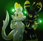 4_fingers antennae_(anatomy) anthro backpack biped black_clothing bulge clothing duo eyebrows fingers glowing green_background holding_device holding_object latex latex_clothing latex_skinsuit looking_away looking_up male raised_eyebrow rubber_clothing scratching_head simple_background skinsuit tight_clothing white_clothing yellow_eyes yellow_sclera gojo_preto disney lilo_and_stitch nintendo pokemon fan_character ferlo kippy_the_sharkip alien experiment_(lilo_and_stitch) fish generation_3_pokemon hybrid marine mudkip pokemon_(species) shark 2021 absurd_res digital_media_(artwork) hi_res