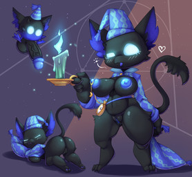 aged_up anthro balls big_breasts big_penis black_body black_fur blue_eyes blue_nipples breasts candle clock clothing crossgender digitigrade duo female fur genitals hat headgear headwear huge_penis ineffective_clothing looking_at_viewer male mtf_crossgender nightcap nipple_piercing nipple_ring nipples penis piercing pillow pocketwatch ring_piercing shortstack sleeping tail thick_thighs vulva watch azura_inalis mythology rem_(deadlock) avian gryphon mythological_avian mythological_creature 2026 hi_res