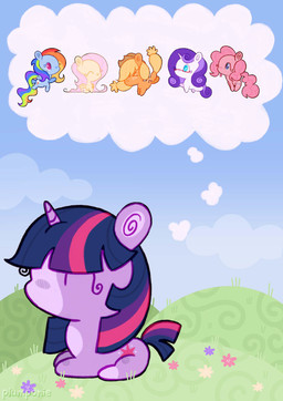 clothing cloud cowboy_hat eyewear female feral flower flying glasses group hat headgear headwear hill horn plant thought_bubble wings plumponie friendship_is_magic hasbro my_little_pony mythology applejack_(mlp) fluttershy_(mlp) pinkie_pie_(mlp) rainbow_dash_(mlp) rarity_(mlp) twilight_sparkle_(mlp) earth_pony equid equine horse mammal mythological_creature mythological_equine pegasus pony unicorn hi_res
