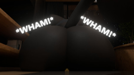 anthro big_butt black_body black_fur blue_mask butt butt_crush butt_focus duo female feral fur huge_butt macro male micro sitting sitting_on_another tail text thick_thighs wide_hips omananimations koreyvee_(modeler) rochin1000_(modeler) palworld pocketpair moonshine_(miso_souperstar) alfiq domestic_cat felid feline felis mammal pal_(species) sparkit 16:9 2026 3d_(artwork) absurd_res blender_(artwork) digital_media_(artwork) english_text hi_res widescreen