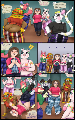 anthro assisted_exposure big_breasts big_butt black_border black_clothing black_eyes black_nose black_topwear blonde_hair blue_eyes blue_eyeshadow blush boots border bottomwear bottomwear_pull bra breasts brown_body brown_boots brown_clothing brown_footwear brown_fur brown_hair brown_nose brown_pubes butt butt_cleavage cleavage clothed clothing clothing_pull crossed_arms dialogue dipstick_ears dipstick_tail dressing ear_markings ear_piercing ellipsis eyelashes eyeshadow female flare_pants footwear freckled_face freckles fur gloves_(marking) green_clothing green_topwear grey_body grey_eyes grey_fur group hair hand_on_hip head_tuft hooves huge_butt long_hair looking_back makeup markings multicolored_ears navel panties pants pants_pull panty_pull pattern_bottomwear pattern_clothing pattern_pants piercing pink_body pink_bra pink_clothing pink_fur pink_topwear pink_underwear pubes purple_clothing purple_panties purple_underwear question_mark rear_view red_clothing red_topwear rosy_cheeks shoes smile speech_bubble tail tail_markings tan_body tan_fur tan_skin text thick_thighs topwear tuft underwear underwear_pull white_body white_fur wide_hips y_shaped_butt_crack yellow_body yellow_fur yellow_sclera nocheeseburger animal_crossing nintendo bb_(nocheeseburger) bella_(animal_crossing) freya_(animal_crossing) frita_(animal_crossing) gala_(animal_crossing) bovid canid canine canis caprine domestic_pig human mammal mouse murid murine rodent sheep suid suine sus_(pig) wolf comic digital_media_(artwork) english_text hi_res