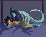 all_fours anthro anthro_penetrating anthro_penetrating_human bed black_hair blue_body bodily_fluids doggystyle duo feet female female_penetrated from_behind_position furniture gynomorph gynomorph/female gynomorph_penetrating gynomorph_penetrating_female hair human_on_anthro human_penetrated intersex intersex/female intersex_penetrating intersex_penetrating_female interspecies long_hair long_tail messy_hair nude penetration pillow sex short_hair tail tears ambienzz1 amphibia_(series) disney lady_olivia marcy_wu amphibian human mammal salamander 2021 hi_res