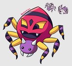 2_horns ambiguous_gender feral hexapod horn purple_head red_body reference_image simple_background solo gooompy beta_pokemon_games nintendo pokemon arachnid arthropod beta_ariados beta_pokemon_(species)