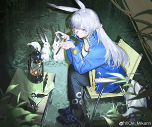 5_fingers blue_clothing blue_eyes blue_jacket blue_topwear bottomwear chair clothing female feral fingers footwear fur furniture grass group hair holding_object humanoid_focus jacket kunai lamp looking_at_viewer looking_up map outside pants plant shoes sitting standing table tail topwear weapon whiskers white_body white_fur white_hair cle_mikann arknights hypergryph studio_montagne surfer_(arknights) animal_humanoid humanoid mammal mammal_humanoid rodent rodent_humanoid sciurid sciurid_humanoid tree_squirrel_humanoid 2025 digital_media_(artwork) hi_res