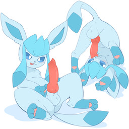 3_toes animal_genitalia animal_penis anus auto_penis_lick autofellatio balls big_penis blue_body blue_eyes blue_fur blush bodily_fluids butt canine_genitalia canine_penis erection feet feral fur genital_fluids genitals knot knotted_penis leg_markings licking long_penis looking_at_genitalia looking_at_own_penis looking_at_penis looking_at_self lying male markings masturbation on_back oral oral_masturbation pawpads paws penile penile_masturbation penis perineum precum presenting presenting_penis self_lick sheath simple_background smile socks_(marking) solo spread_legs spreading toes tongue tongue_out upside_down white_background plattyneko nintendo pokemon eeveelution generation_4_pokemon glaceon pokemon_(species) 1:1 absurd_res hi_res multiple_images