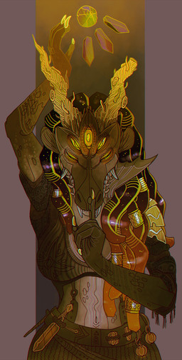 anthro biped dagger dreadlocks eyes_closed female front_view green_body green_scales half-closed_eyes melee_weapon multi_eye narrowed_eyes scales solo standing teeth weapon yellow_eyes jeanwoof zynn alligator alligatorid crocodilian reptile scalie 2016 digital_media_(artwork) hi_res