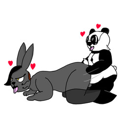 alternative_fashion andromorph anthro balls big_butt black_body black_fur butt doggystyle eyewear female from_behind_position fur genitals glasses goth grey_body grey_fur gynomorph hair hair_over_eye heart_symbol hearts_around_head humping intersex mute nerd overweight penetration penile penile_penetration penis_in_vagina sex shortstack thick_thighs tongue tongue_out vaginal vaginal_penetration white_body white_fur yellow_eyes frutigooner alex_(frutigooner) mei_(frutigooner) bear giant_panda lagomorph mammal 1:1 nonbinary_(lore) trans_(lore) trans_woman_(lore)