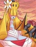 5_fingers blush breasts cloud female fingers flower gem hair hair_over_eyes lips long_neck number obscured_eyes outside palm_tree plant pokemorph sky solo text tree latiar nintendo pokemon kaguya_(leopardclaw) celesteela generation_7_pokemon humanoid pokemon_(species) ultra_beast 2018 artist_name digital_media_(artwork) english_text hi_res